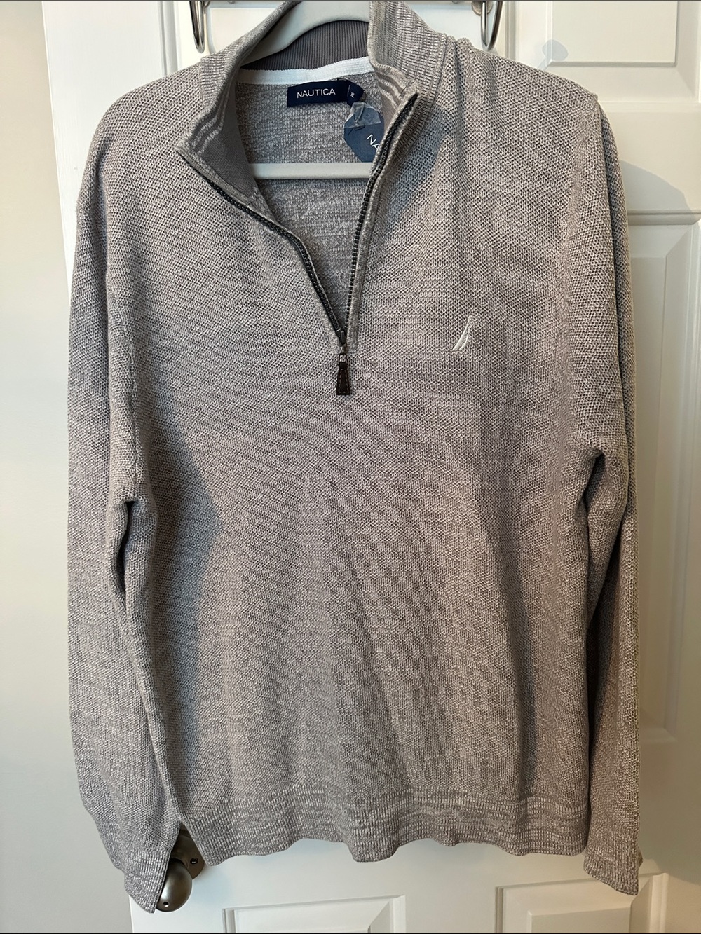 Nautica Men’s Light Gray Half-Zip Pullover Sweater